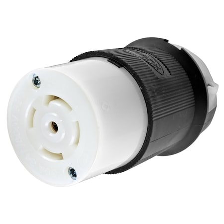 Hubbell Wiring Device-Kellems Locking Connector, L23-30R, 30 A, 347/600V AC, Three Phase, 4 Pole, Screw Terminals, Black, White HBL2833